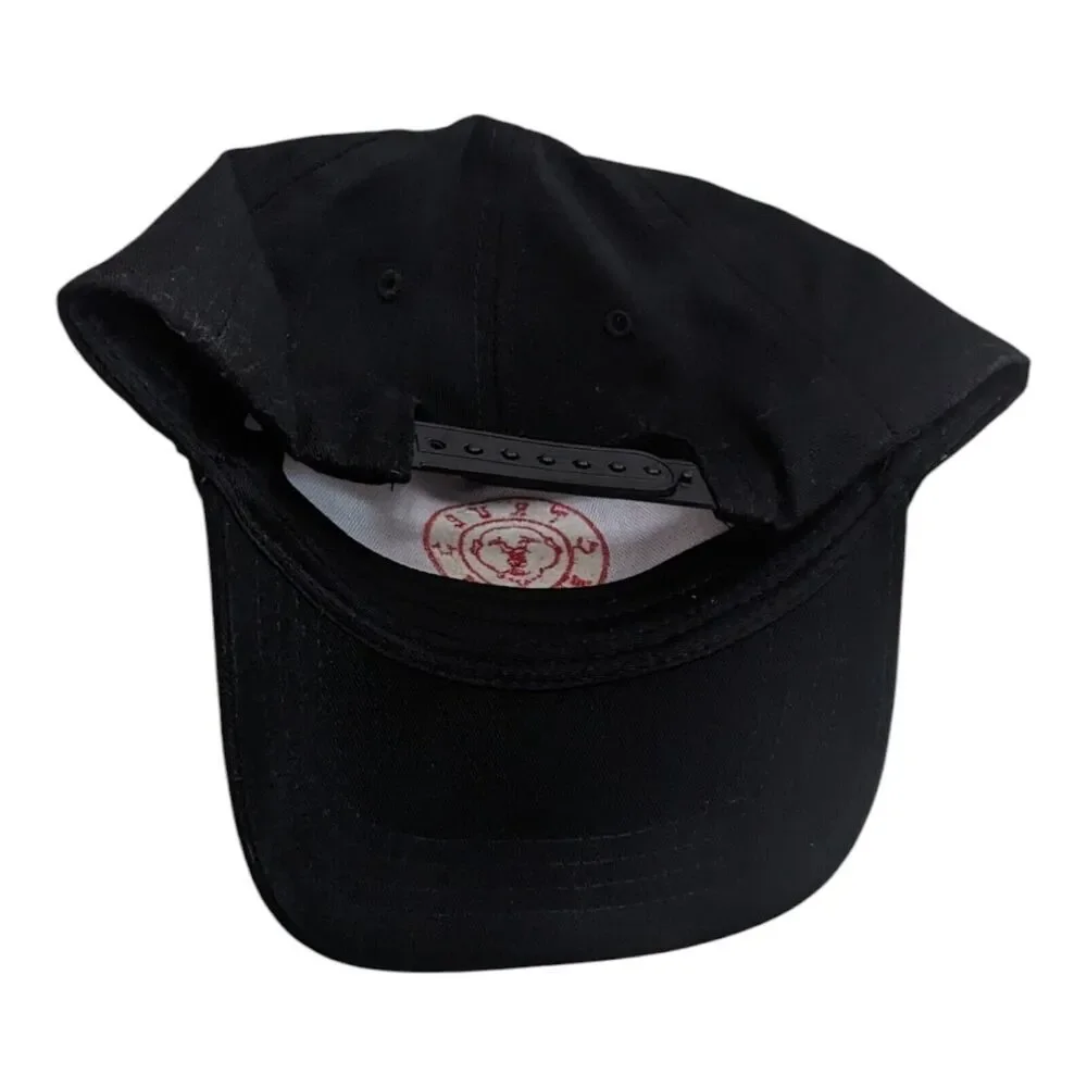 True Religion Hat‎ Snapback Baseball Poker Cap Black Red Buddha Smiley Face Logo
